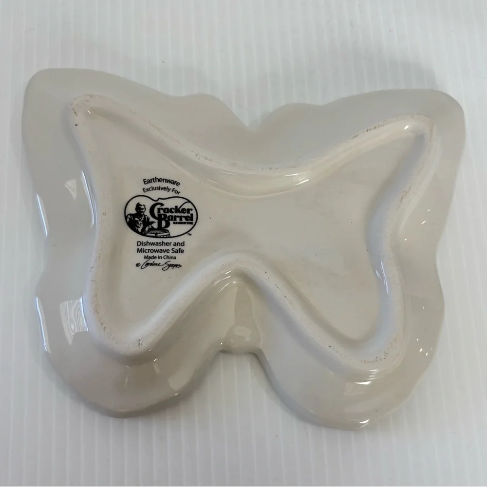 Cracker Barrel Butterfly Trinket Dish Earthenware By Caroline Simas 6.5